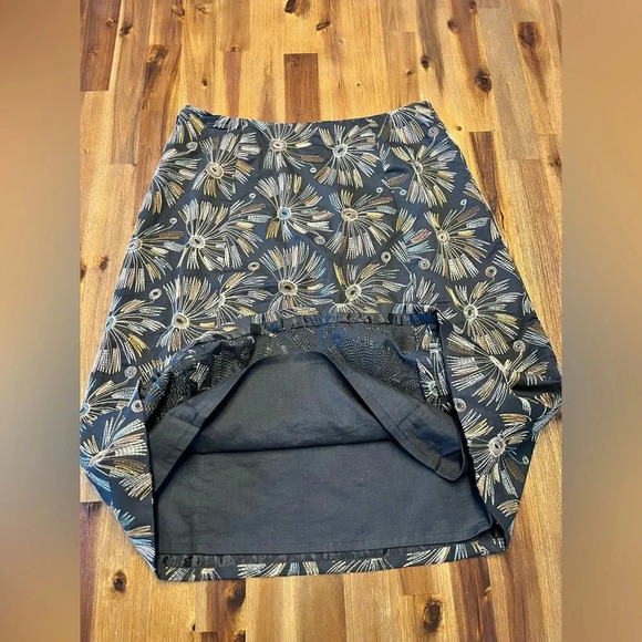 Talbots Vintage Embroidered lined 100% cotton brown A-line Skirt size 6 - Picture 2 of 8